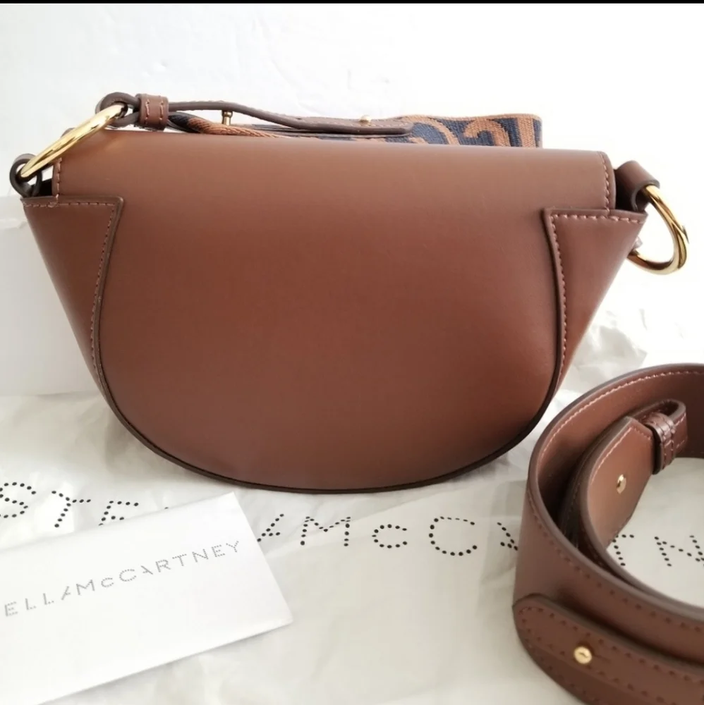 Stella McCartney Brown Logo Saddle Flap Shoulder Bag - Picture 6 of 12
